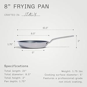 Made In Cookware - ProCoat 8" Non Stick Frying Pan (Graphite) - 5 Ply Stainless Clad Nonstick - Professional Cookware - Crafted in USA - Induction Compatible Made In Cookware ProCoat 8 Non Stick Frying Pan Graphite 5 Ply Stainless Clad Nonstick Professional Cookware Crafted in USA Induction Compatible