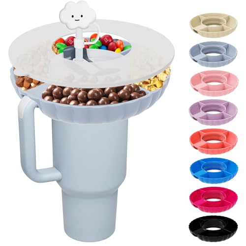 Incolumitas Stanley - Cuenco para aperitivos, bandeja de silicona de grado alimenticio para Quencher H1.0/2.0, accesorios de taza Stanley con tapa y pajitas, accesorios Stanley para vaso Stanley