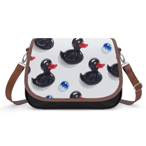 Sacoche en cuir sac messager étanche motif canards à grande capacité