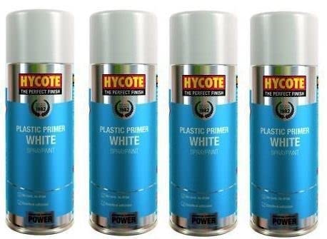 Hycote XUK610 White Plastic Primer Spray Paint 400ml X 4