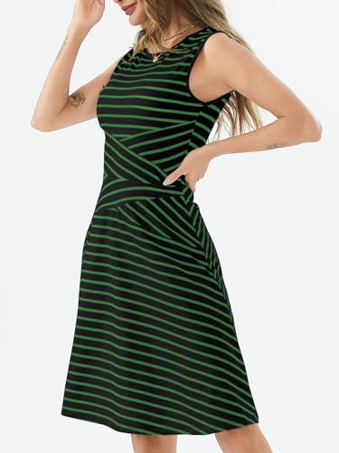 Image of PerZeal Women's Summer Casual Dresses 2025 Sleeveless Striped Mini Dress High Waisted A Line Party Dresses