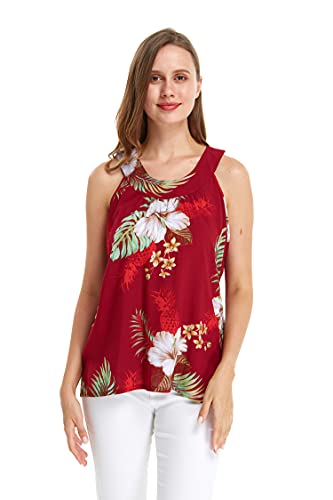 Image of Matchable Family Hawaiian Luau Men Women Girl Boy Clothes in Pineapple Garden Burgundy