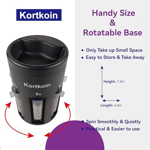 Kortkoin Automatic Coin Sorter 5-in-1 Coin Counter with Coin Wrappers, Empty Piggy Bank Coin Holder Jar Quickly & Accurate as Change Sorter Machine, Widely Used at Home, Office & Store. Easy to Use