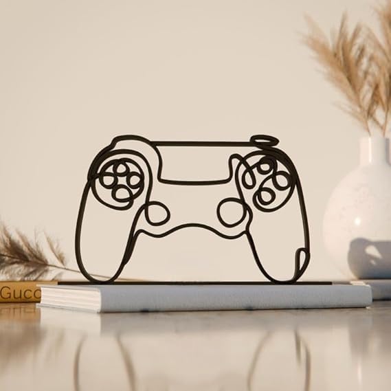 EROTNGO Gamepad Minimal Line Art Figure Plastic Gaming Decor Gift for Desk Shelf Home Office Modern Interior Art Display Everyday Entertainment India