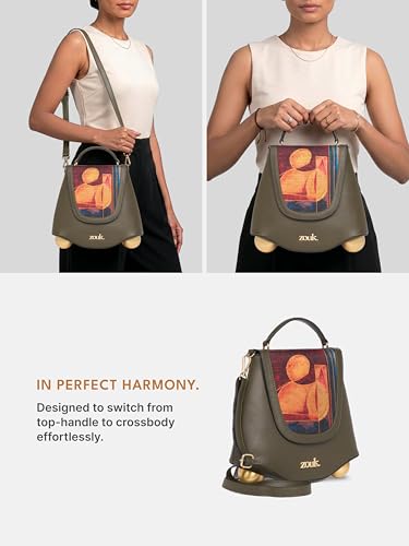 Image of ZOUK Women's Svara Sling Bag | Vegan Leather Bag | Crossbody + Top Handle with Adjustable Strap | Evening & Festive