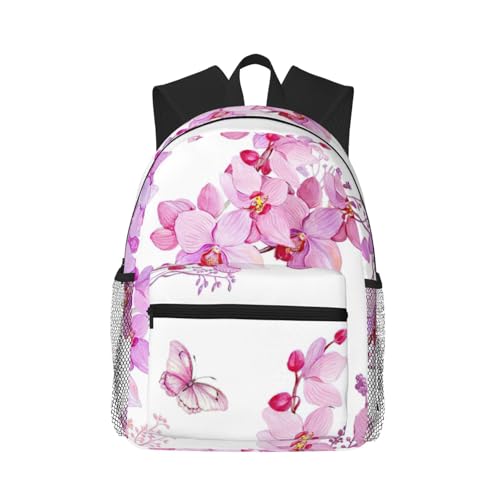 Sac à dos ordinateur 15,7 pouces EdWal noir à imprimé fleurs roses et papillons