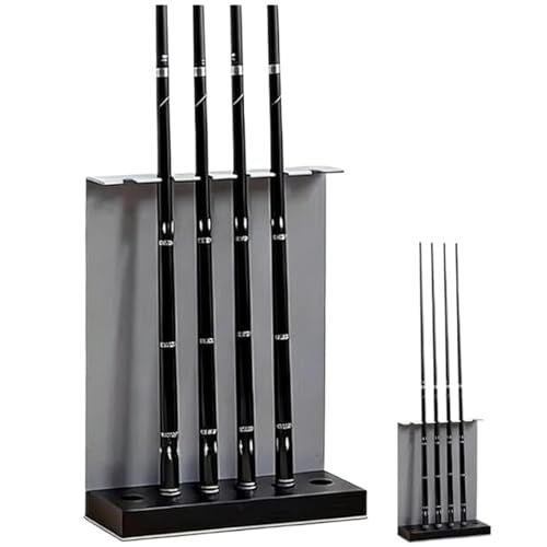 6-Slot Billiard Cue Rack Floor Stand, Thickened Metal & Solid Wood Pool Stick Holder, Heavy Duty Vertical Cue Organizer for Game Room, Man Cave, Club