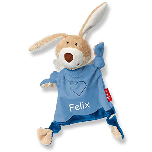 Sigikid Schmusetuch Schutzengel medium mit Namen Bestickt Hase Baby Geschenk zur Geburt Schnueffeltuch (Schutzengel hellblau) Cover