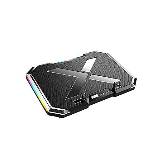 Gaming Laptop Cooler Six Fan LED-skärm två USB Hamn RGB Belysning Laptop Cooling Pad Notebook står för bärbar dator 12-17 tum (Color : Black)