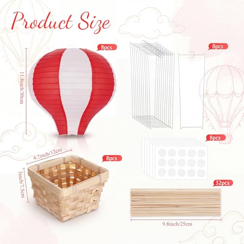 Meooeck Hot Air Balloon Decor Table Centerpieces, Red, 8 Sets by Meooeck - Used condition - Image 3