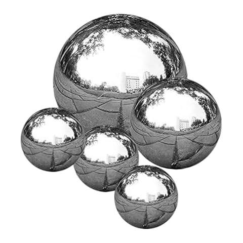 Operitacx 5pcs Polished Stainless Steel Garden Balls Cover