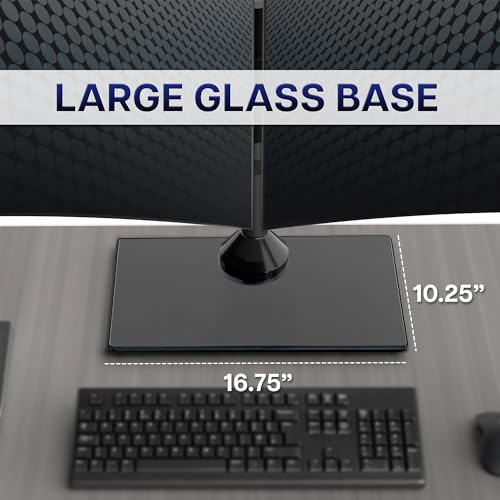 VIVO Freestanding Dual Monitor Stand with Sleek Glass Base and Adjustable Arms, Mounts 2 Screens up to 32 inch and 22 lbs Each, Black, STAND-V002FG - Image 4