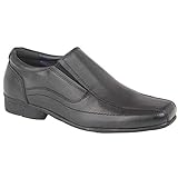 Roamers Ronny Boys Leather Slip On Shoes Black