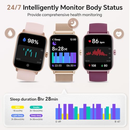Image of Smart Watches for Women, 1.85 inch HD Alexa Built-in Smart Watch for Android Phones & iPhones, Health Tracker with Heart Rate /Blood Oxygen /Sleep Monitor, 120+ Sport Modes Fitness Trackers for Women, Gift