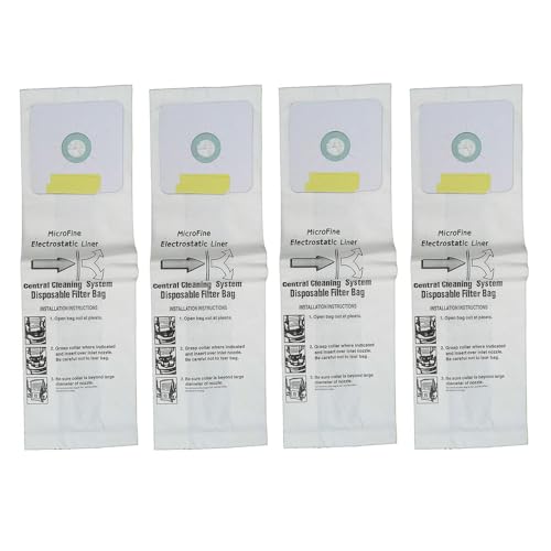 GULUANT 4 Pack Replacement DVC HEPA Central Vacuum Bag for Nutone CV350 CV352 CV352W CV353 CV450 CV653 CV750 for Beam for Electrolux 167 3067 BU165 V165 Models
