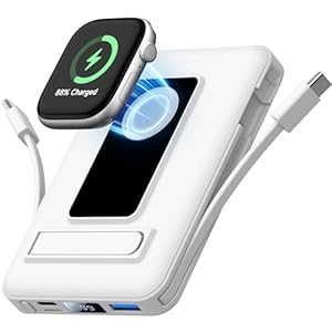 Vexnara für Powerbank iPhone, 10000mAh Magnetische Kabellose Power Bank für Magsafe, 20W Schnelllade Externe Akkupack Wireless mit Ständer für iPhone 17/16/15/14/13/12 und Apple Watch Series