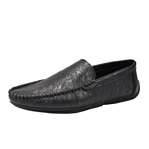 Loafers for Men Moccasins Shoes Round Toe Simple Vegan Leather Flexible Flat Heel Comfortable Classic Slip-ons