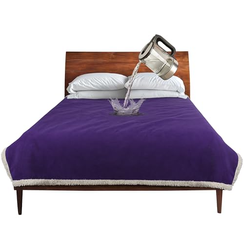 Best Couch Material for Stains: Top Protective Fabrics and Covers Reviewed 6 Catalonia Waterproof Bed Blanket, Washable Leakproof Bed Cover, Reversible Protector Blanket for Couch Sofa, Stain Proof Blanket Pad for Adults, 80X90 inches, Purple