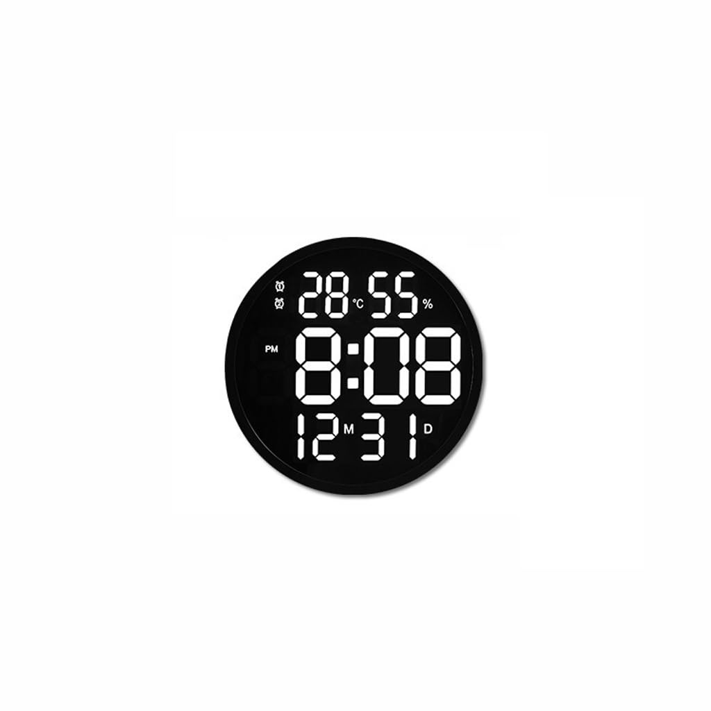 SLEEVE Decorative Clock Simple Wall Clock Living Room Round Clock Silent Digital Temperature And Humidity Wall Clock Wall Clock(2)