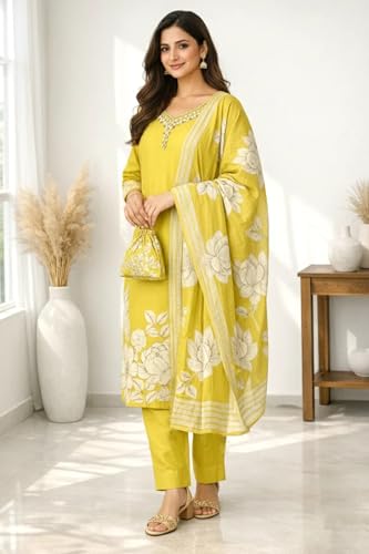 Image of FABNEX Kurta Set for Women | Stylish Cotton Printed Kurti Pant Set | Indo-Western Casual & Festive Kurta Set for Women (K-229-30)