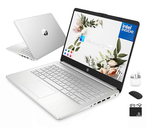 Image of HP Flagship 14 inch Laptop Computer for 2026 Business Student with Office Suite, Copilot AI, Intel Quad-Core CPU, 4GB RAM, 628GB Storage (128GB UFS+500GB Ext), Wi-Fi 6, HubxcelAccs, Win 11 Pro, Silver