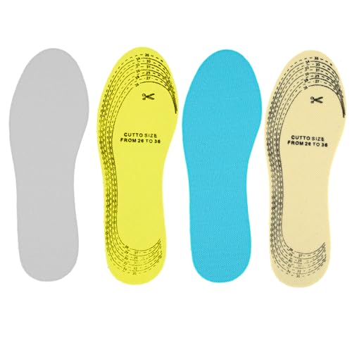 Image of Ptwola 2 Pairs Kids Memory Foam Shoe Insoles Cuttable Comfort Arch Support Insert Shock Absorption Cushioning Children Replacement Shoe Sole(Blue+Grey)