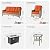 ovios Outdoor 5 Piece Patio Furniture with Fire Pit Table,Wicker Coversation Set with Swivel Rocking Chair,Comfy Sectional Deep Sofa for Outside Porch Balcony Backyard Pool,Orange