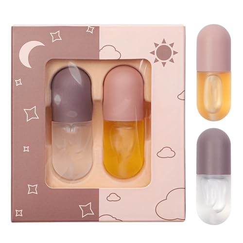 Lip Plumper, Natural Lip Plumper, Lip Care Serum, Day and Night Lip Treatment Set, Lip Enhancer to Reduce Fine Lines, Moisturizing, Fuller and Radiant