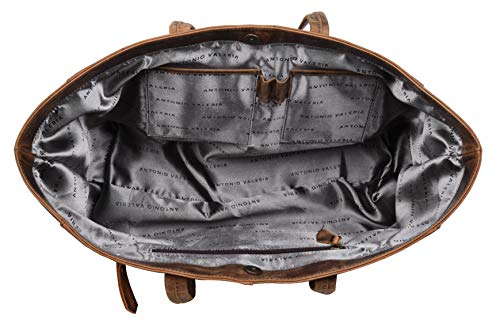 Antonio Valeria Avery Brown Leather Tote/Top Handle Shoulder Bag For Women #TOP2