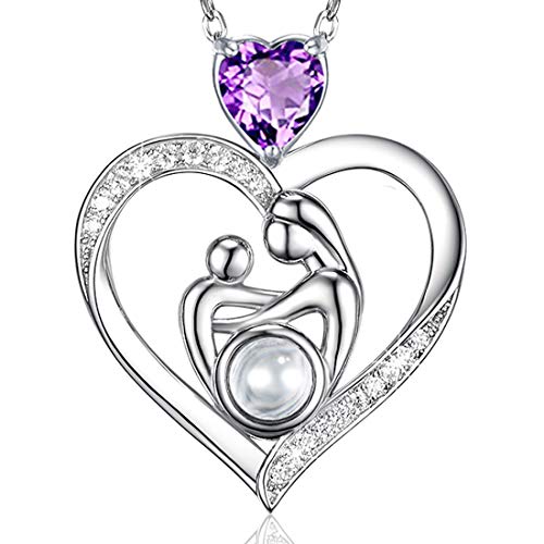 Birthday Gifts for Mom I Love You Necklace 100 Languages Amethyst Jewelry