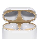 elago Upgraded AirPods Dust Guard (Matte Gold, 2 Sets) - Dust-Proof Film, Luxurious Looking, Must Watch Easy Installation Video, Protect AirPods from Iron/Metal Shavings [Patent Pending]