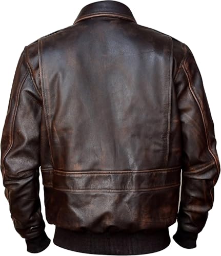 Image of Hide & Seek Men's A2 Aviator Air Force Cockpit Vintage Bomber Military Flight Pilot WWII Distressed Real Leather Jacket