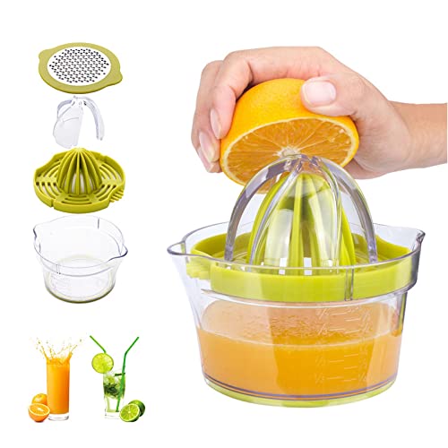 Zitruspresse, Lavvio Zitronenpresse, Citrus Orange Squeezer Manuelle Handpresse Limettenpresse Anti-Rutsch-Deckel Rotationsreibahle mit Sieb und Behälter Cover