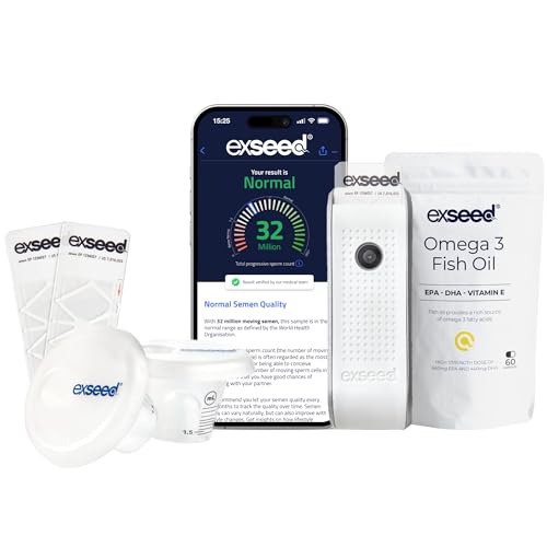 Male Fertility Test Kit with Omega-3 Capsules | ExSeed Home Sperm Testing (2-Pack) and High Strength Supplement | Semen Quality Analysis | Fertility Support for Men | Reproductive Health Support
