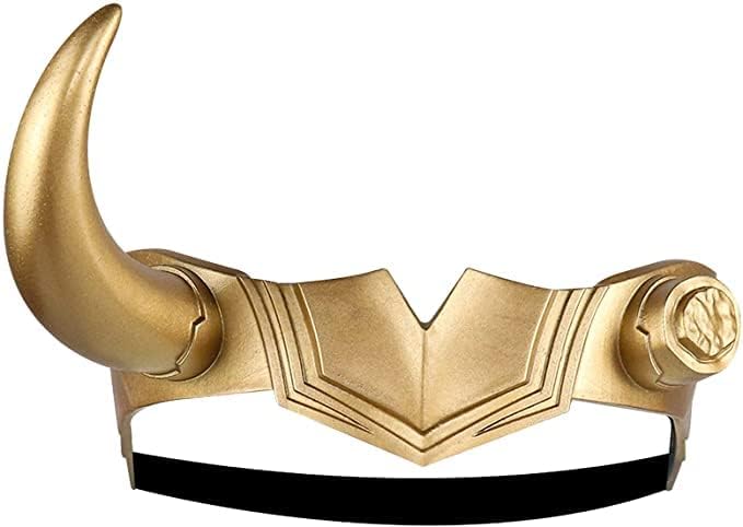 QihangxinLoki Crown Horns Mask Supervillain Gold Helmet Cosplay Masquerade Accessories Lady Costume Prop for Halloween Party