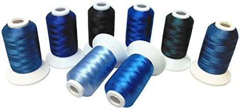 8 Same Color Shade Polyester Embroidery Machine Thread for Janome Brother Pfaff Bernina Babylock Singer Husqvarna Machines (Blue)