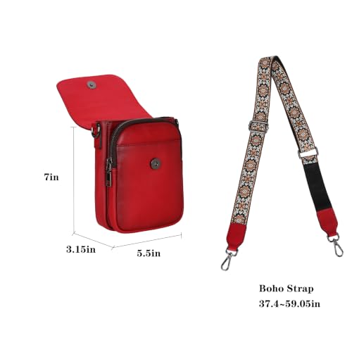 Image of HESHE Small Leather Crossbody Bag for Women RFID Phone Purse with Card Slot | Anti Theft,Genine Leather,Wide Adjustable Strap,Multi-Pocket Fits 6.9 inch Phone Trendy Shoulder Cross Body Bag for Daily,Travel