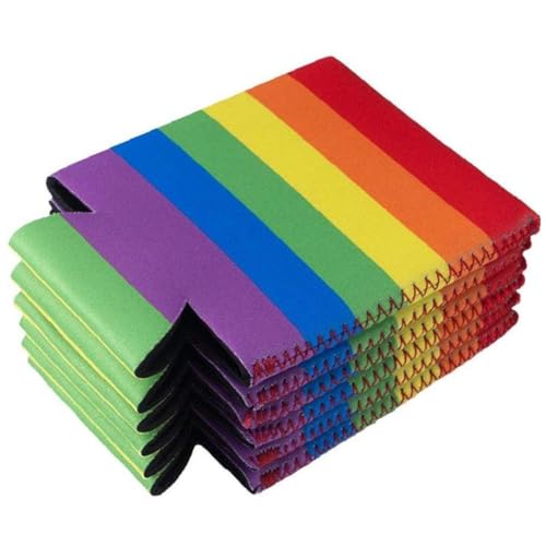 Toivexa ビールスリーブ 缶 クーラー ネオプレン ドリンク クーラーソーダ ボトルカバー スリーブ ポータブル ホルダー バッグ パーティー 結婚式 誕生日 装飾 5個のサムネイル