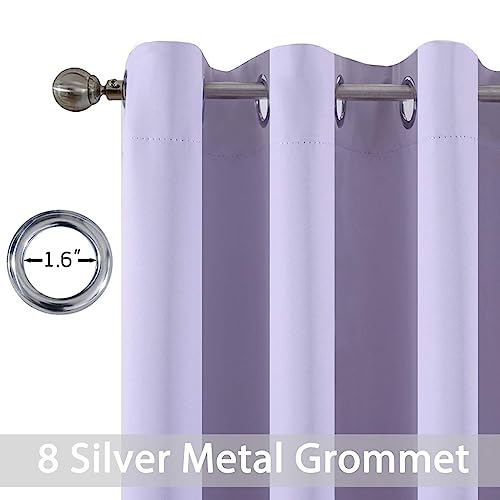 Yakamok Blackout Curtains Room Darkening Thermal Insulated Window Panels,Solid Grommet Top Drapes for Bedroom/Living Room(52Wx90L, Lilac, 2 Panels)