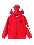 Marvel Spiderman Toddler Boy Zip Up Hoodie Red Fashion Graphic Zipper Oversized Sweatshirt Jacket With Pocket Kids Birthday School Fall Coat 2T