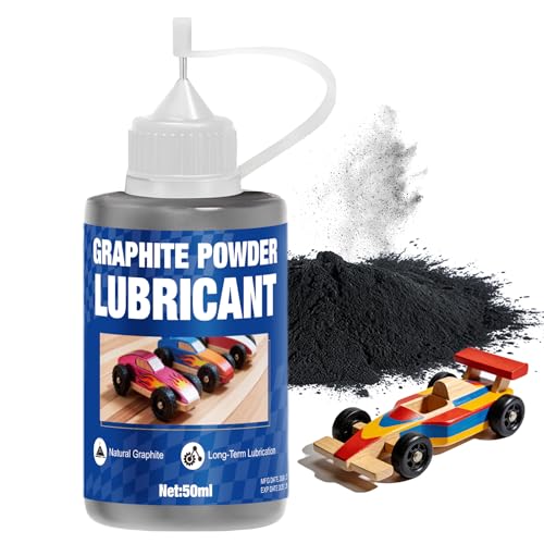 Graphite Powder for Locks, 50ml High-Purity 3000-Mesh Dry Graphite Lubricant for Solving Dryness, Jamming, and Abnormal Noise in The Locks, Included 12 PCS Pastable Pinewood Weights for Pinewood Cars