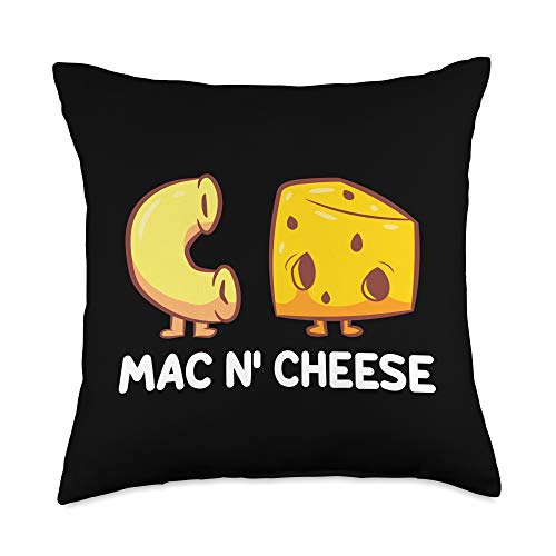 Funny Mac And Cheese Macaroni Tees Funny Mac'n Love Mac and Cheese Throw Pillow, 18x18, Multicolor