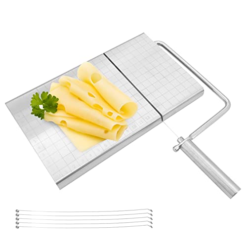 Beowanzk Cheese Slicer, Wire Cutter, Silver Stainless Steel, 15 Inches