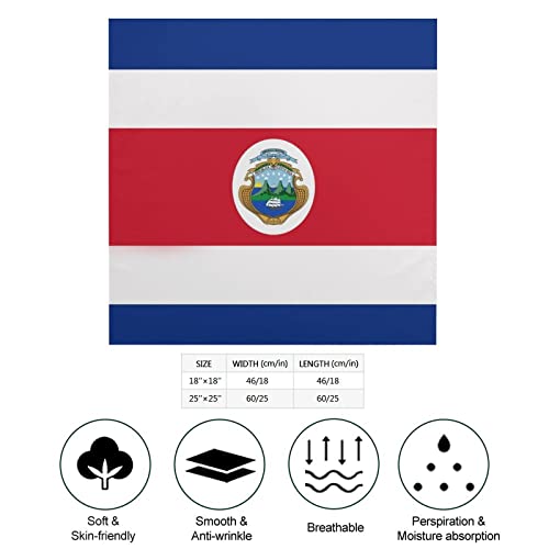 Costa Rica Rican Flag Vintage Silk-Like Square Scarf Soft Bandanas Print Face Mask Headwear Handkerchiefs 18"x18"2