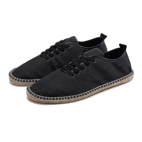 Men Espadrilles Shoes Men's Lace up Casual Canvas Slip on Flat Breathable Espadrille Walking Shoes