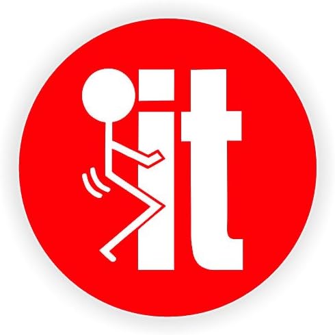 (3 PACK) F*CK IT circle vinyl Hard Hat Helmet Decal by StickerDad® - size: 2" ROUND color: RED/WHITE - Hard Hat, Helmet, Windows, Walls, Bumpers, Laptop, Lockers, etc.