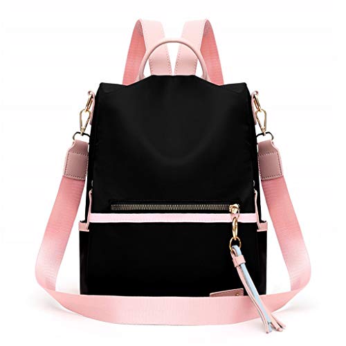 POOYA Women Backpack Ladies Rucksack Solid Color PU School Bags Anti-theft Shoulder Bags F-541 (Black)