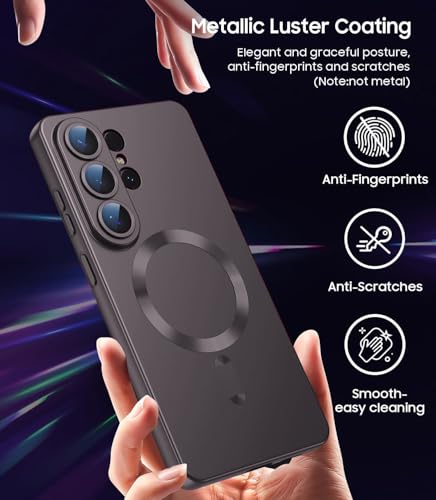 Image of DIZORO Samsung S26 Ultra Case, Compatible with Mag Safe Back Cover, Matte Luxury Metallic Luster Flexible TPU Wireless Charging Shockproof Case with Camera Protector Lens (Coffee)