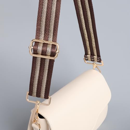 Image of chushui Herringbone Purse Strap Replacement Wide Adjustable Crossbody Strap with Metallic Thread,Woven Fashion Shoulder Bag Strap for Tote Handbag, Gold Silver Shimmer