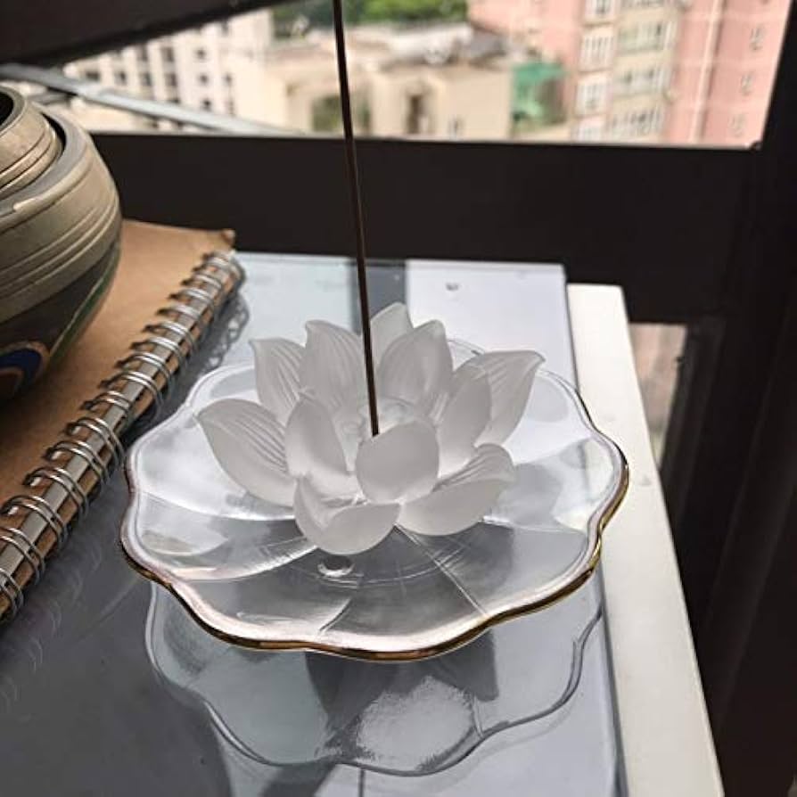 ガラス製 花の形状 お香立て Amazon｜Umora お線香立て お香立て すりガラス 蓮 ロータス